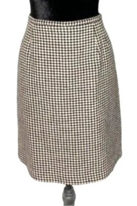 Vintage Talbots Petites Womens Houndstooth Wool Blend Midi Skirt Size 12 - Picture 1 of 12