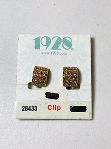 1928 - Goldfarbene Bernstein Pave 1/2" Creolen Clip-On Ohrringe - Bild 1 von 4