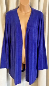 Citiknits Cardigan Sweater Womens Slinky Knit Open Front Purple Blue Size L - Picture 1 of 7