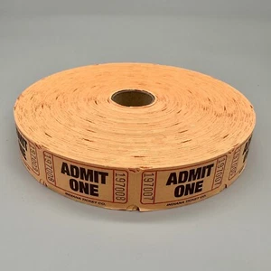 1 Roll, 2,000 Orange Admit One Tickets Carnival Fun Fair Festival Raffle - Picture 1 of 3