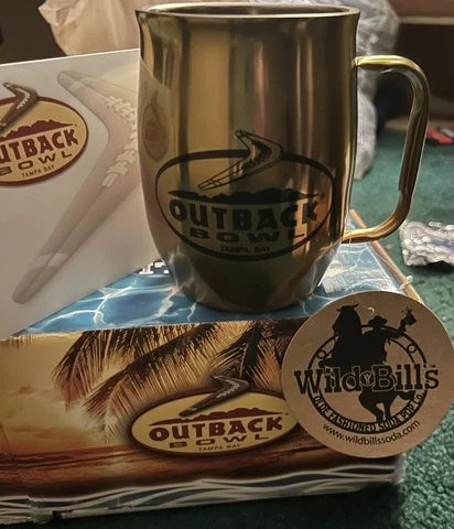 Wild Bill's Copper Stainless Steel Outback Bowl Tampa Mug. Brand New Box & Tag Cover