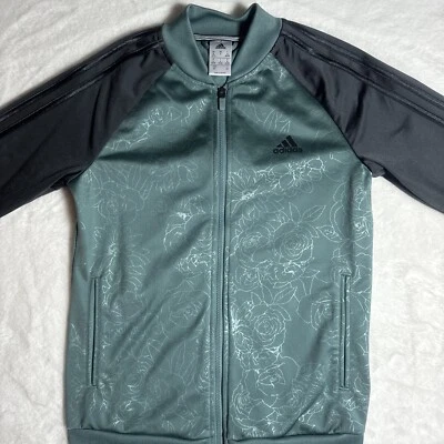 Adidas Ladies Embossed Print Track Jacket Full-Zip Climalite Jacket Size S Green - Image 1 of 4