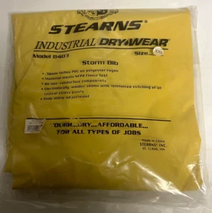 8403 Stearns XL Industrial Drywear Storm Bib welded seams Yellow, New - Picture 1 of 2