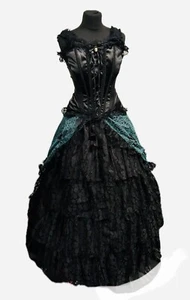 Traje gótico steampunk victoriano negro/jade m - Imagen 1 de 14