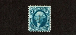 1862-71 Revenue First Issue Washington 2c Blue PLAYING CARD Sc#R11c Pen Cancel - Picture 1 of 1