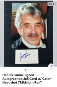 Dennis Farina 8 x 10 color photo with signed card Get Shorty & Crime Story - Picture 1 of 1