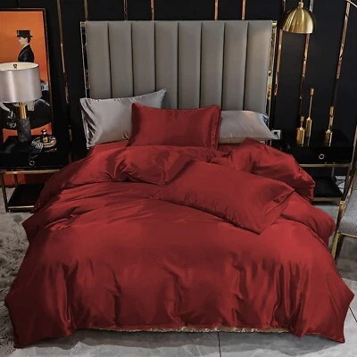 Funda nórdica satinada tamaño queen 3 piezas funda edredón seda ultra suave todas las tallas Foto 1 de 4