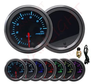 LED Oil Pressure Gauge 7 Color 2" 52mm 0-7 Bar+Sensor Boat Truck Auto Modify - Picture 1 of 8