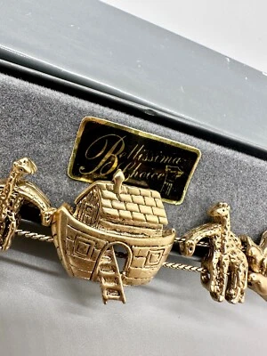 Rare 1990's in Noah Ark Slide Charm 7.5" Gold Tone Metal Clasp Bracelet Vintage - Image 1 of 4