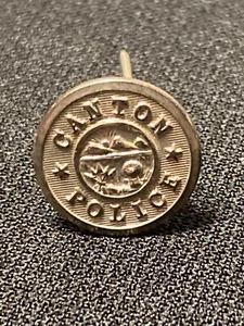 Vintage 5/8" Canton Ohio Polizei Hut Band Knopf Nickel/Silber höchste Qualität - Bild 1 von 5