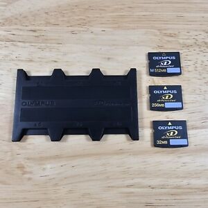 (3) Olympus XD Picture Card Camera Memory Card 32mb,256mb,512mb And Holder