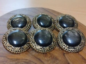 bundle of resin, vintage buttons,6pcs black-colored 25mm,1,40L - Picture 1 of 6