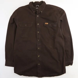 Carhartt Button Up Shirt Size Large Tall Brown - Picture 1 of 3