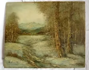 Painting Oil Canvas Hst Landscape Mountain Signed - Foto 1 di 1