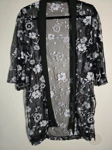 Sheer Floral Embroidered Kimono Whimsigoth Fairy Romantic Coquette No Tags - Picture 1 of 7
