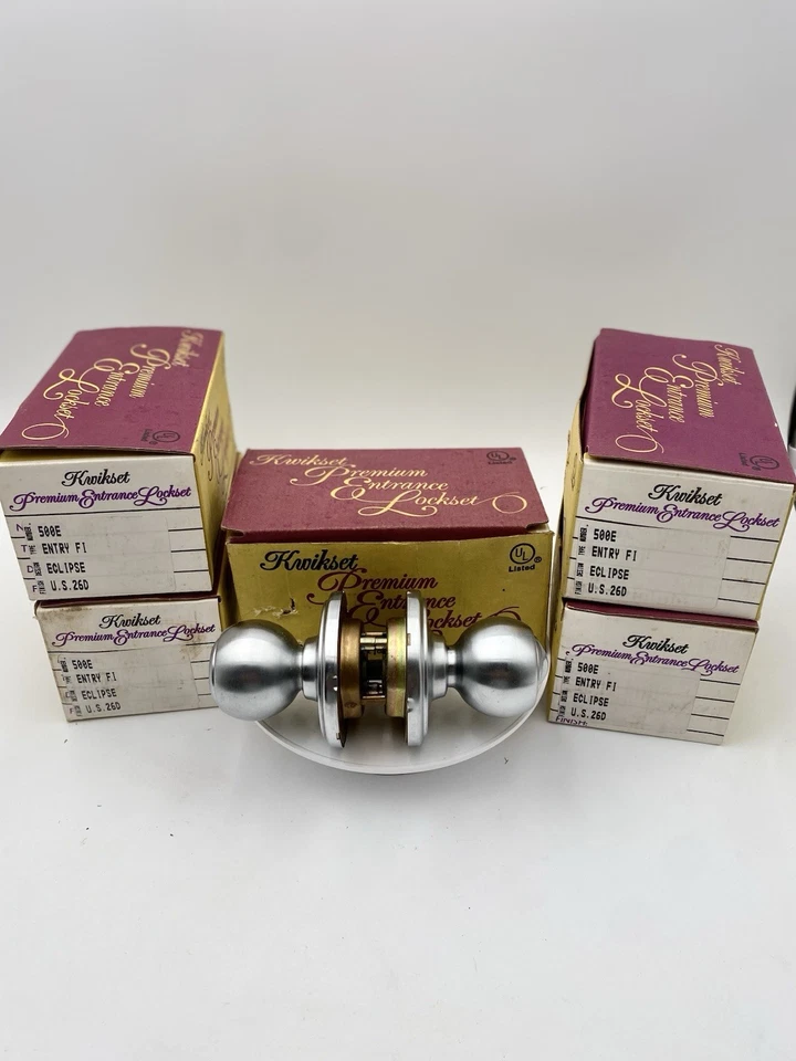 Lote de 5, Kwikset PREMIUM 500 E, JUEGOS DE CERRADURAS DE PUERTA, Eclipse, Acabado US 26D, NUEVO. Foto 1 de 4