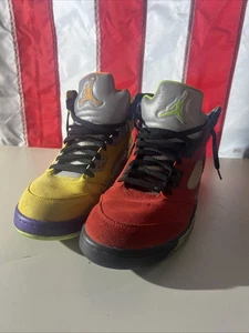 Nike Air Jordan 5 “What The” 2020 Red & Yellow Mismatched Retro 5 Sneakers Sz 11 - Picture 1 of 16