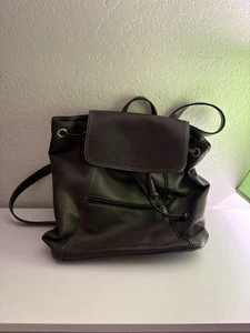 Vintage Esprit Brown Book Bag Backpack Faux Leather - Picture 1 of 6
