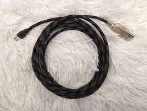 Ultra Light Paracord Micro USB to USB A Mouse Cable (Black/Grey) 7.5 ft - Picture 1 of 4
