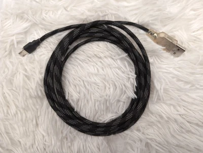 Ultra Light Paracord Micro USB to USB A Mouse Cable (Black/Grey) 7.5 ft - Image 1 of 4