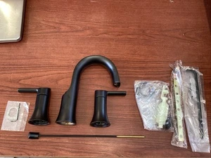 READ MOEN TS6925BL Doux Widespread 2-Handle Bathroom Faucet Trim Matte BlackB302 - Bild 1 von 5