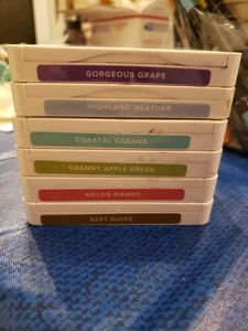 Stampin Up New Style Ink Pad Lot Of 6 Grape Heather Cabana Granny Melon Suede - Picture 1 of 4