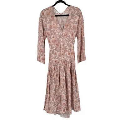 Vince Dress Dahlia Print Long Sleeve pink X-Small XS  - Image 1 of 4