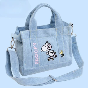 Lindo bolso de mano bordado Kawaii Snoopy de mezclilla animación de dibujos animados para estudiantes - Imagen 1 de 9