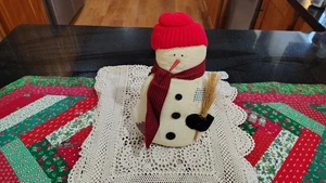 country Christmas  stuffed fabric snowman figure - Picture 1 of 5