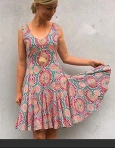 ANTHROPOLOGIE 100% Cotton HD in Paris South Island Dress Batik Pink Boho Size 8 - Picture 1 of 13