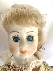 Vintage 18” Porcelain Head Girl Doll Open Close Blue Eyes Handmade - Picture 1 of 15