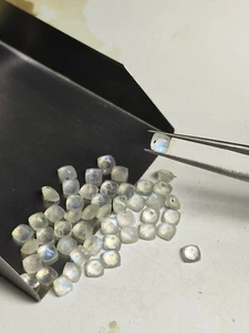 Vivid Rainbow  Moonstone Cushion 4x4mm Gemstone - Picture 1 of 11