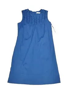 New Calvin Klein Women Solid Blue Ruffle Sleeveless Summer Dress Sz 6 - Picture 1 of 4