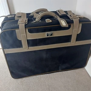 Matching Pair of Black Vintage Antler Suitcases With Name Tags - Picture 1 of 2