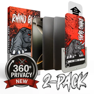 Rhino Glass 2Pck Easy Install Privacy Glass Screen Protector for iPhone Pro Max - Picture 1 of 9