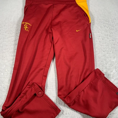 Nike Mens Small USC Trojans Pants Red Drawstring Pockets Team Issued Cover