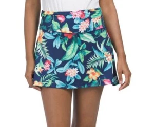 Neu mit Etikett X by Gottex marineblau botanisch Golf Tennis Pickleball Strick Godet Skort M & L - Bild 1 von 1