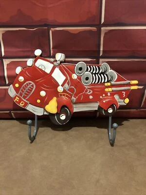 Fire Engine Truck Firetruck Metal Wall Hook Decor Kids Children’s Bedroom 11” Foto 1 de 3