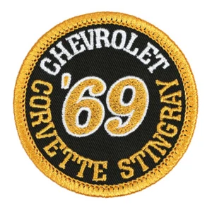 1969 Chevrolet Corvette Stingray Embroidered Patch Black/Yellow Gold Iron/Sew-On - Bild 1 von 2
