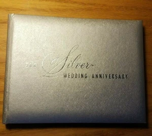 C.R. Gibson Silver Wedding Anniversary Guests Gift Book W1332 Ivory 7 1/2" x 6" - Picture 1 of 8