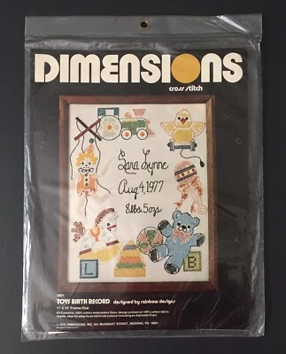 Dimensions Cross Stitch Kit Toys Birth Record Personalized 1978 Vintage NIP 3001 - Image 1 of 2