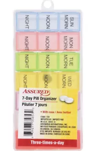 Assured 7-Day And Three Times A Day Colored Plastic Pill Organizers Free Shippin - Picture 1 of 2