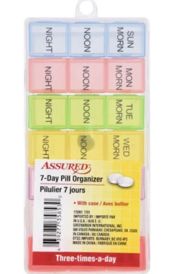 Assured 7-Day And Three Times A Day Colored Plastic Pill Organizers - Image 1 of 2