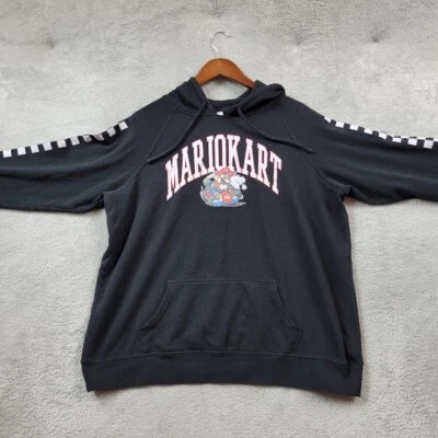 Nintendo Mario Kart Pullover Sudadera con Capucha Negra Adulto Grande Juegos Retro Foto 1 de 4