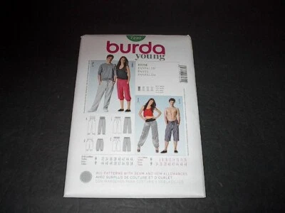 Burda Pattern 7230 ~ Unisex Casual Semi-Fitted Pants in 4 Styles  6~20 34~48 Unc - Image 1 of 3