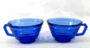 Hazel Atlas Moderntone Set of 2 Cobalt Blue Coffee or Tea Cups - Bild 1 von 6