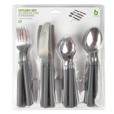 BO-CAMP Edelstahl Besteckset 24-teilig Campingbesteck Camping Besteck Essbesteck - Bild 1 von 2