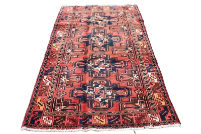 Alfombra anudada a mano naranja medallón geométrico vintage turca 3' 5" x 6' 5" Foto 1 de 4