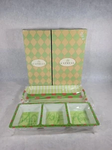 Set Of 2 Cypress Home Merry Joy Cheer Holiday Server Decorative 3 Section NEW - Picture 1 of 8