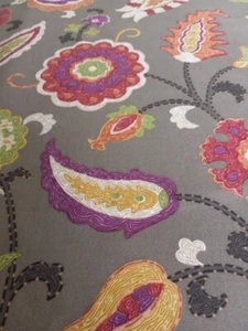 Jacobean Contemporary Floral Vines "Nutmeg" RM Coco Orange/Green/Plum Print - Picture 1 of 4